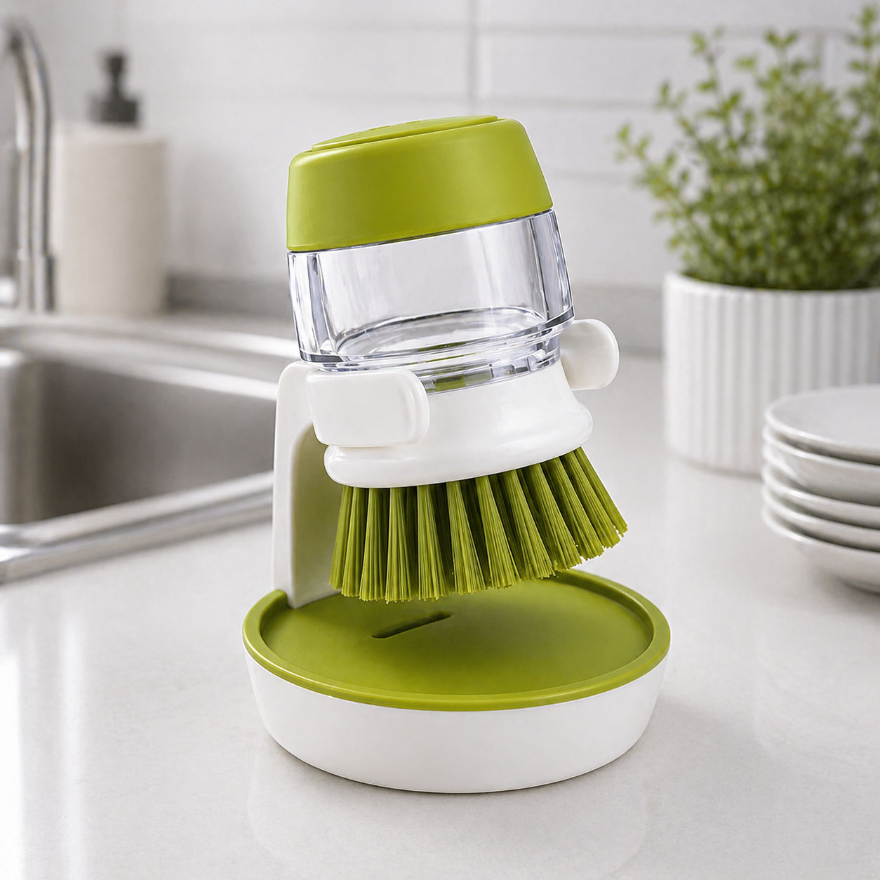 🧼 EASY SCRUB 360™ – Spazzola Anti-Spreco con Dispenser Integrato