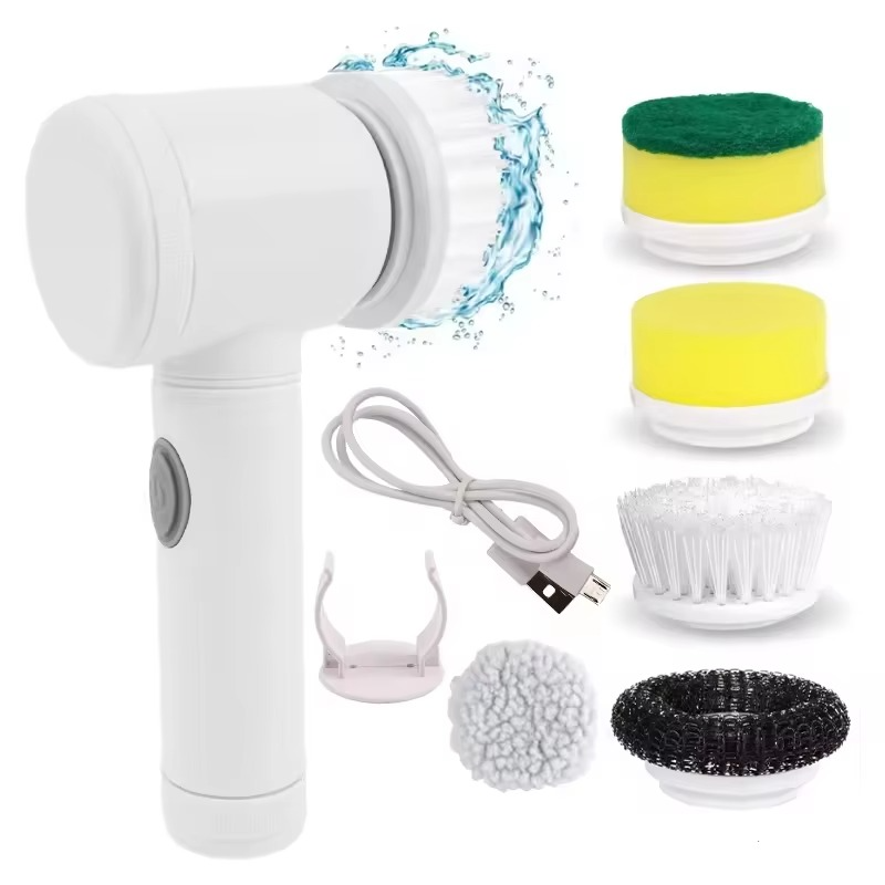 ⚡ TurboScrub Pro™ – Spazzola Elettrica con 5 Testine